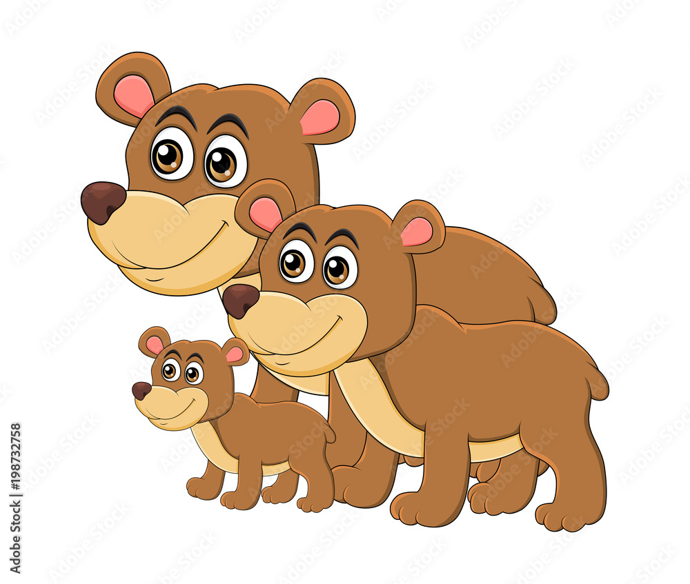 Cartoon bear animal family isolated on white background Stock Vector |  Adobe Stock