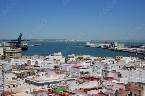 View of the ancient sea city of Cadiz from the Cathedral of the Holy Cross.