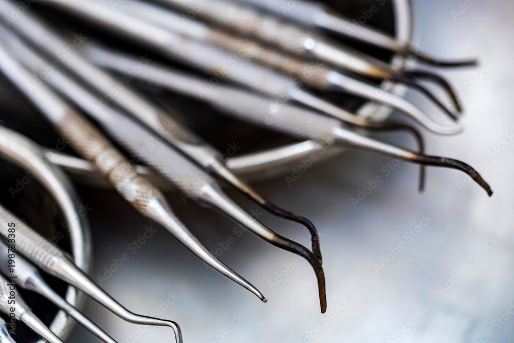 Used medical instruments of dentist Used medical instruments of dentist