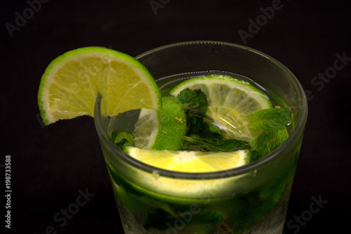 Lemonade with lime and mint. Summer drink