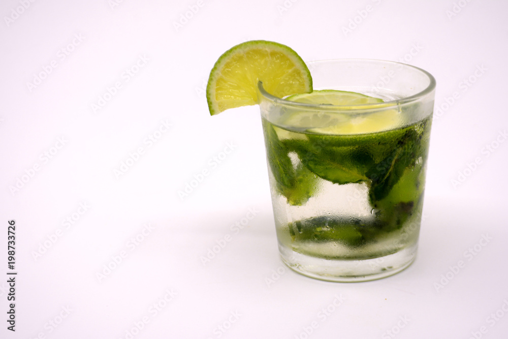 Lemonade with lime and mint. Summer drink