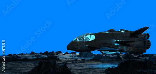 Fototapeta Naklejka Na Ścianę i Meble -  Astronauts exploring an asteroid 3D rendering