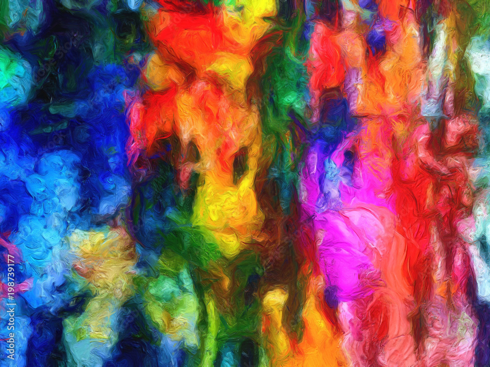 Impression abstract texture art. Artistic bright bacground. Oil painting artwork. Modern style graphic wallpaper. Large strokes of paint. Colorful pattern for design work. Good as wallpaper.
