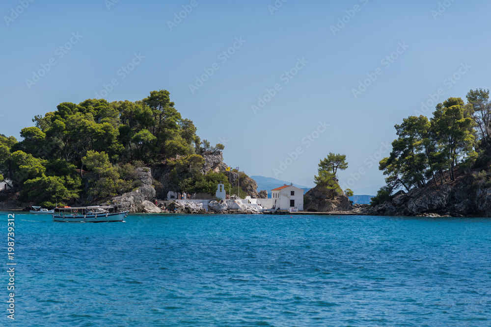 Parga, Greece, 14 October, 2017 Panorama of the center of the town of Parga in Greece