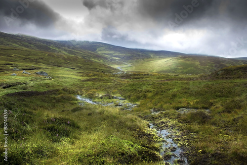 Scottish mountain landscape. Cairngorms, Angus, Aberdeenshire, Scotland.