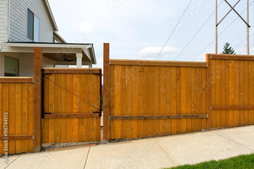 Wallpaper Mural House Garden Backyard Wood Fence with Gate Torontodigital.ca