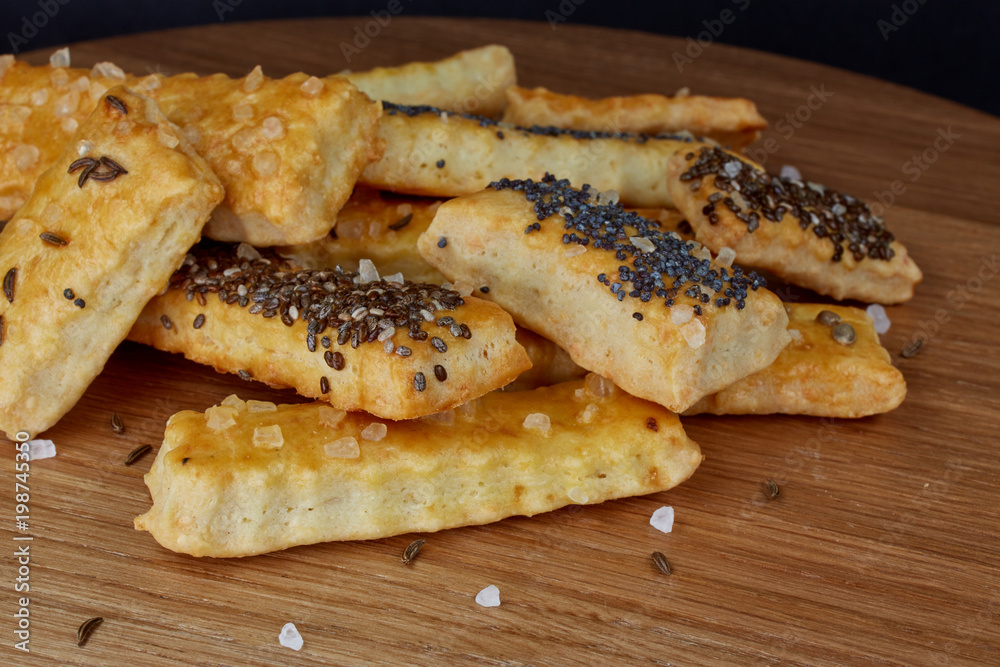baked sticks with caraway, poppy, chia seeds, salt baked sticks with caraway, poppy, chia seeds, salt