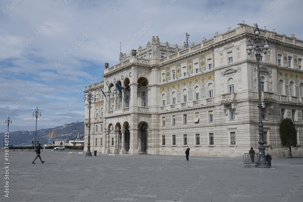 Trieste, Italy - March 19, 2018 : View of Piazza Unità d'Italia