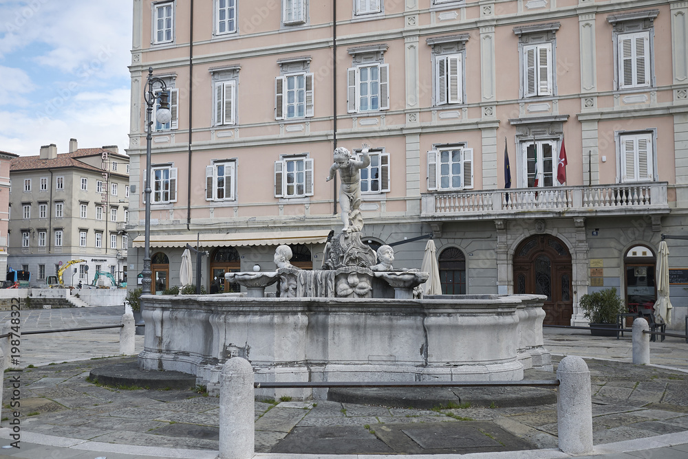 Trieste, Italy - March 19, 2018 : View of Fontana del Giovannin