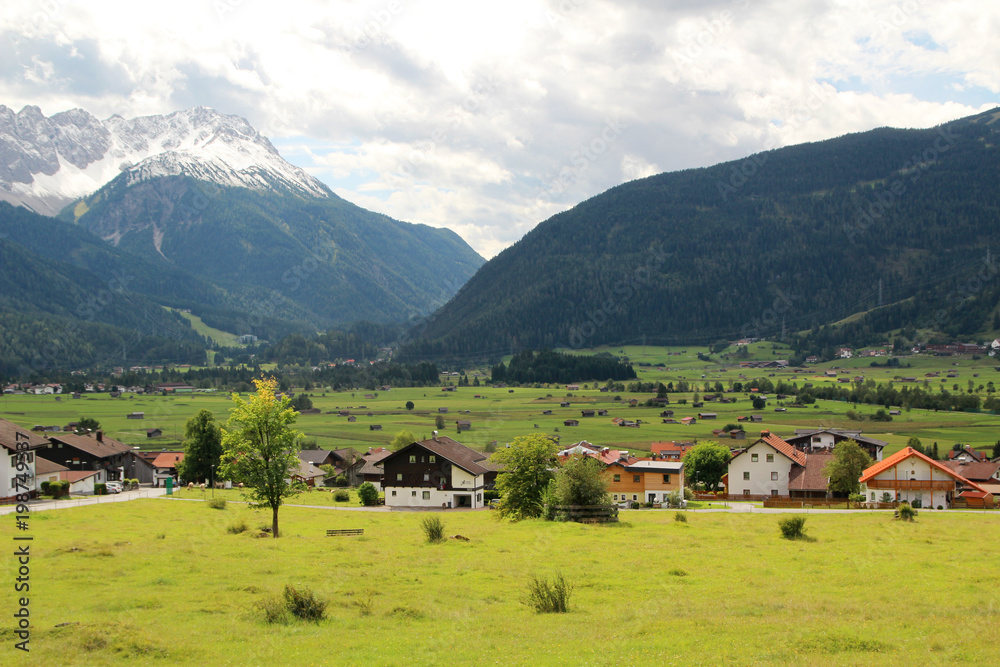 Panorama of Ehrwald, Austrian Alps