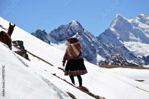 Traditional costumes for tough living conditions in the Andes. 