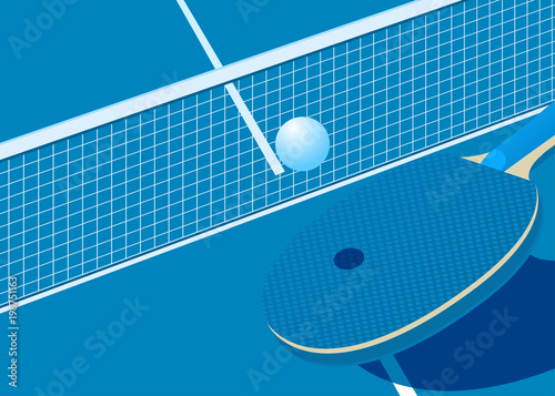 Template for poster, card or ticket. Racket for table tennis and ball. Vector illustration