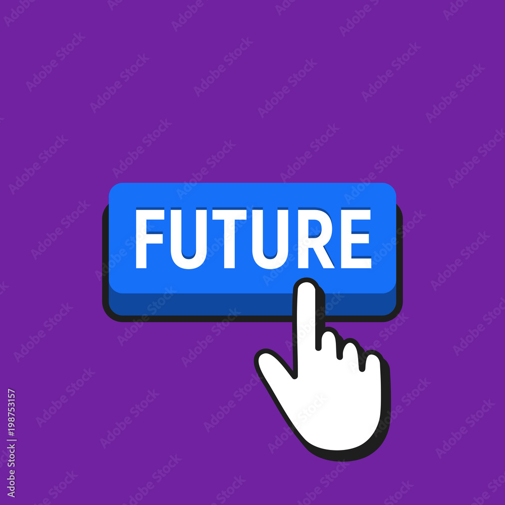 Hand Mouse Cursor Clicks the Future Button. Hand Mouse Cursor Clicks the Future Button.