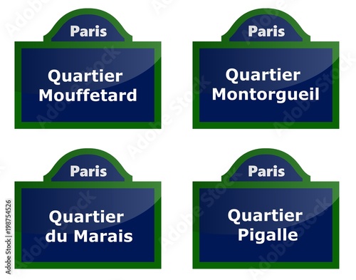4 plaques de rue à Paris photo