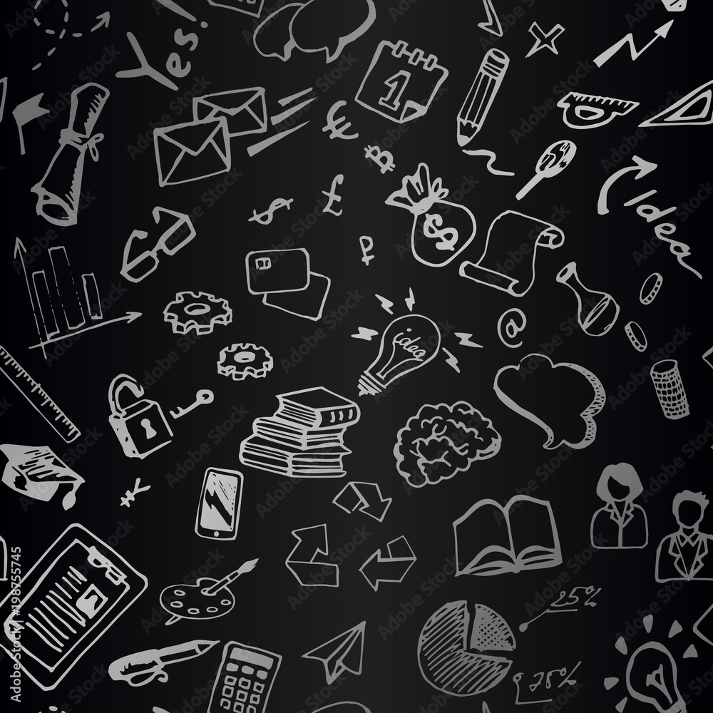 Печатьbusiness signs and drawings on chalk Board Печатьbusiness signs and drawings on chalk Board