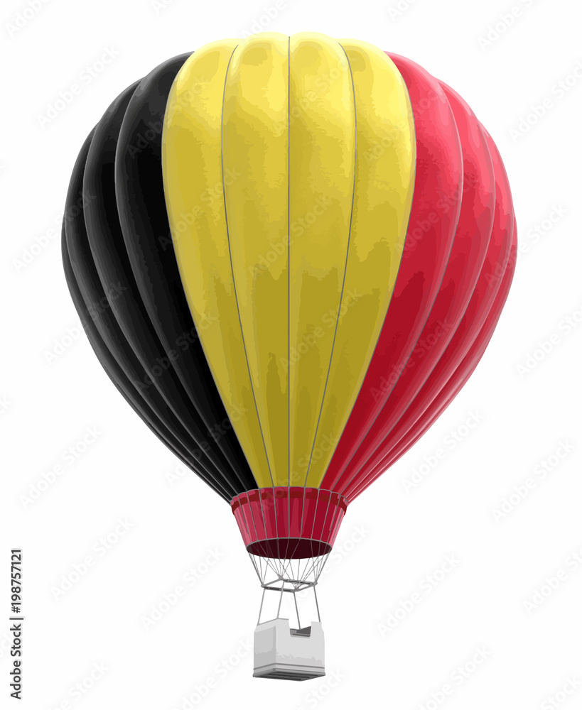 Fototapeta premium Hot Air Balloon with Belgian Flag. Image with clipping path