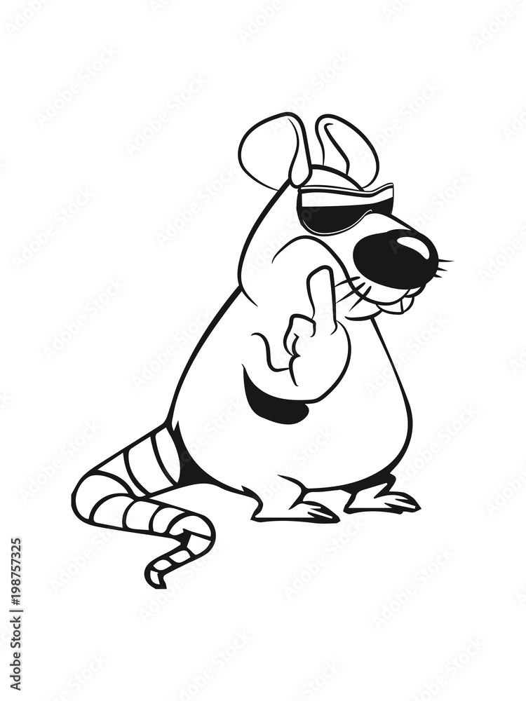 Obraz premium ratte stinkefinger witzig böse cool sonnenbrille
