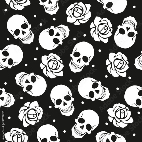 The unadorned pattern of the skull and roses