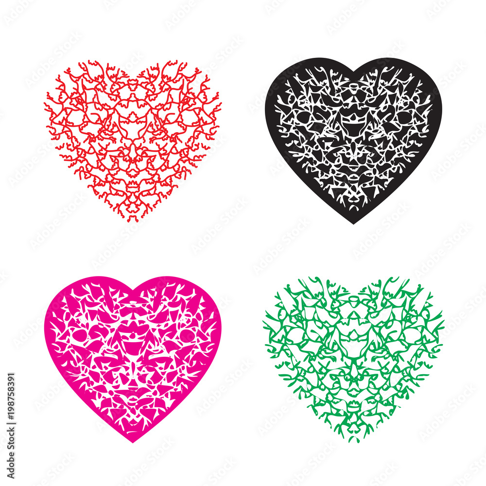 multicolour heart pattern set