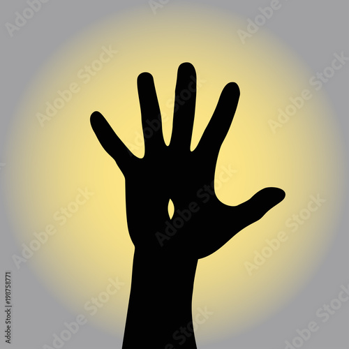 Resurrected Jesus raises his hand to the sky spiked. Vector illustration can be used to illustrate the Easter holiday and other religious themes