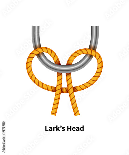 Lark's Head sea knot. Bright colorful how-to guide on white