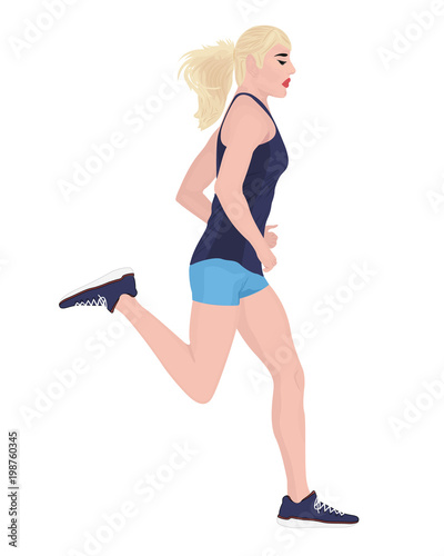 Running girl vector illustration on a white background.