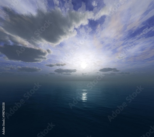 beautiful sea sunset  light among the clouds above the water    