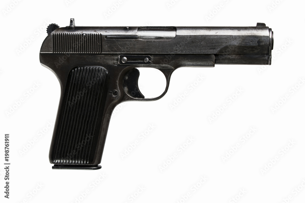 Soviet pistol on white