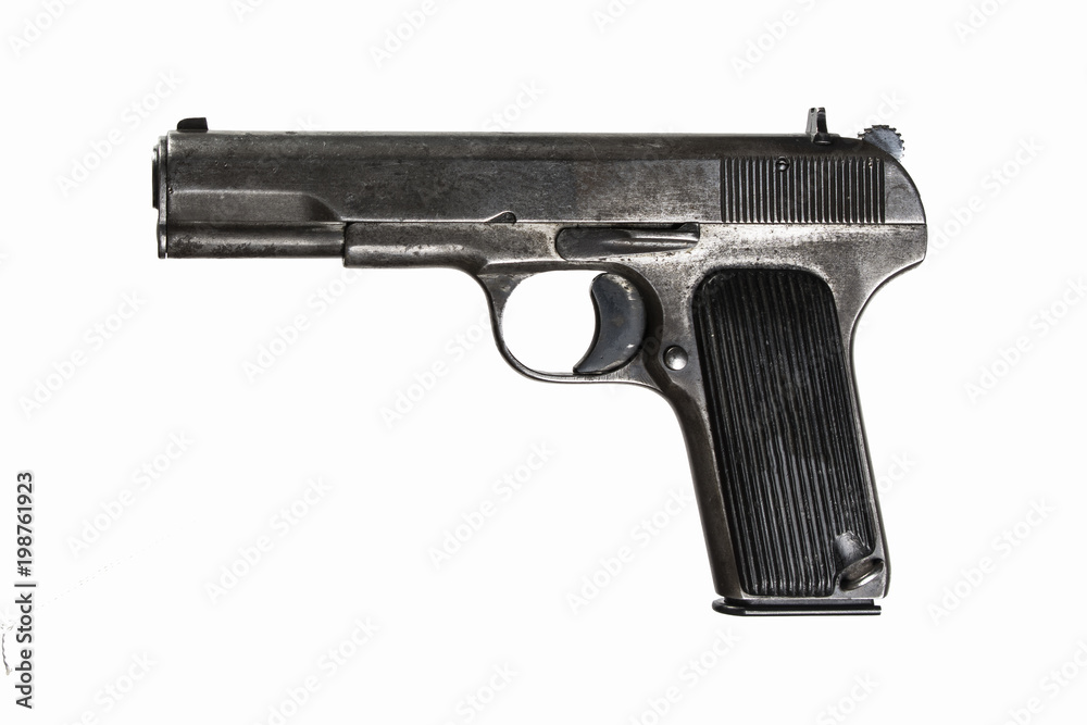 Soviet pistol on white