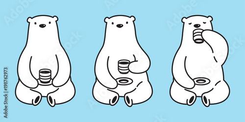 Bear vector icon polar bear logo panda teddy illustration coffee tea drink cartoon doodle 