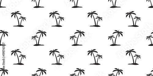 Coconut tree Seamless Pattern island palm tree vector isolated sea ocean summer beach tropical wallpaper background © CNuisin