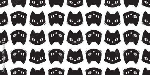 cat seamless Pattern vector kitten head Halloween isolated wallpaper cartoon background