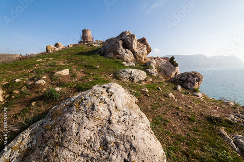 Ruins of Genoese Cembalo fortress. Balaklava, Crimea.