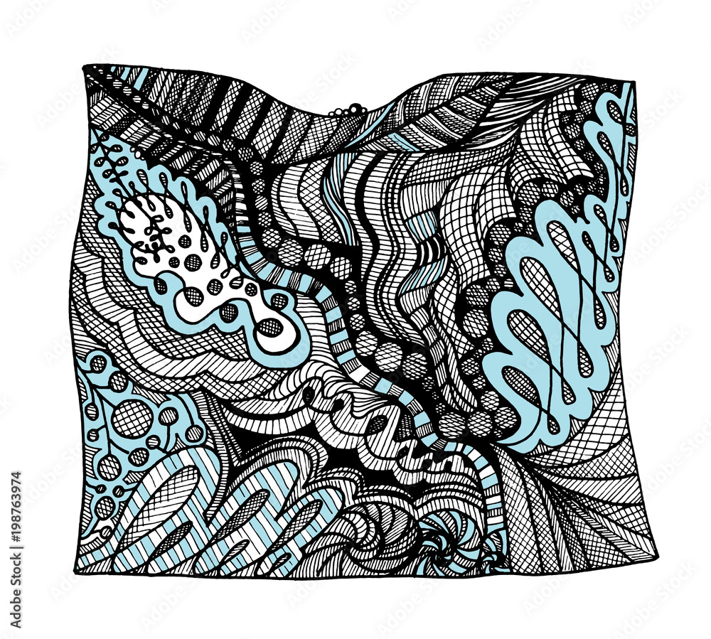 abstract black, white and blue zentangle abstract black, white and blue zentangle