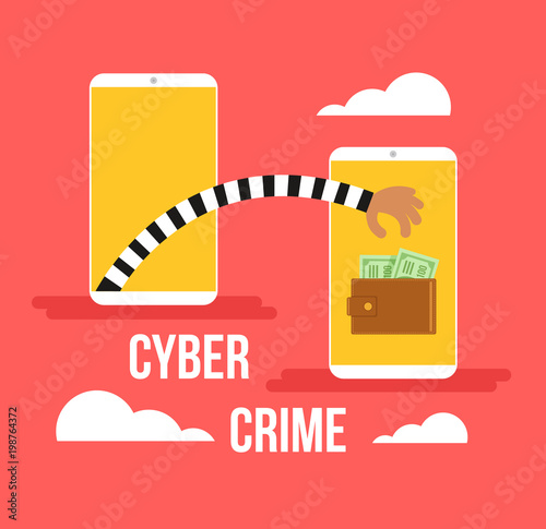 Hacker hand trying steal money dollar from online web digital wallet system from smartphone. Cyber online phishing crime attack and hacking internet confidential private person information. Modern sec