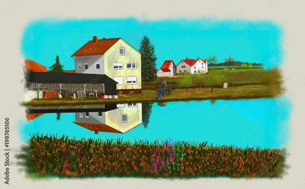 Obraz premium Bayerische Landschaft, Dorflandschaft