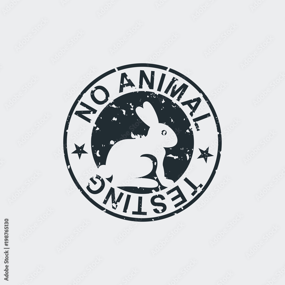 Tampon NO ANIMAL TESTING en fondo gris Tampon NO ANIMAL TESTING en fondo gris
