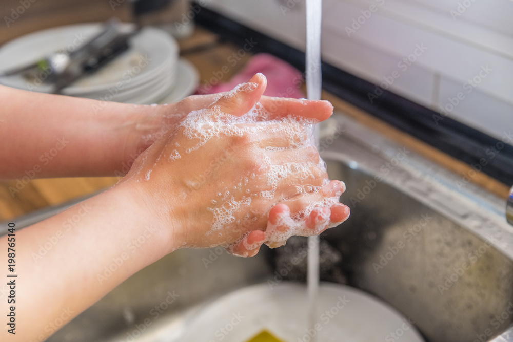 Fototapeta premium woman washing dishes
