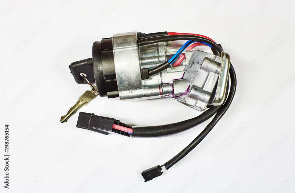 ignition lock with car key. Isolated on white background with clipping path ignition lock with car key. Isolated on white background with clipping path
