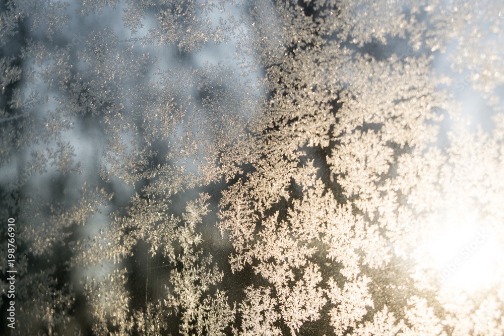 Ice frost on the car window during winter. Slovakia Ice frost on the car window during winter. Slovakia