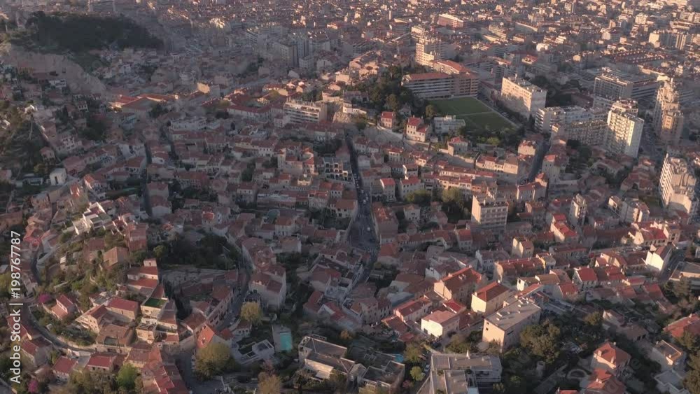 Aerial view of building rooftops in a city Aerial view of building rooftops in a city