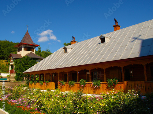 The Saint Ann Monastery, high above Orsova and the river Danube, in Mehedinti County, Romania photo