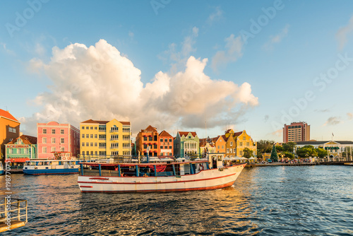 Bild auf Leinwand Sunset on the floating bridge       Curacao views