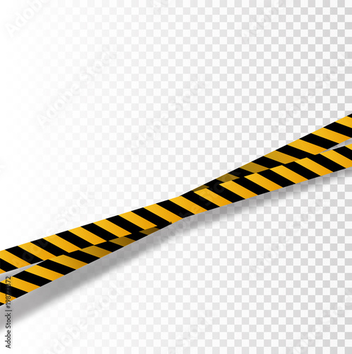 Vector flat style cartoon illustration isolated on background. Black and yellow stripes set. Warning tapes. Danger signs. Caution ,Barricade tape,