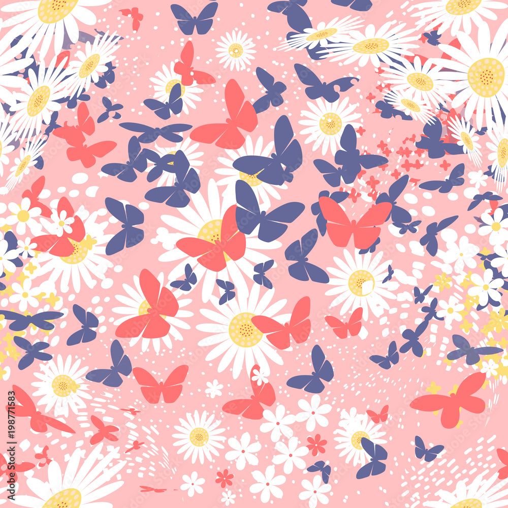 Butterflies. Seamless vector pattern on light background/ Butterflies. Seamless vector pattern on light background/