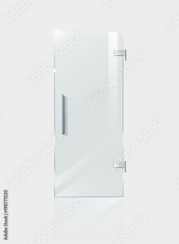 Glass door isolated on grey background.