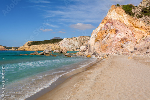 Fototapeta Naklejka Na Ścianę i Meble -  Sandy beach on Milos island, Greece.Firplaka beach