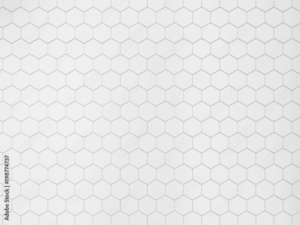 White hexagonal tile - obrazy, fototapety, plakaty 