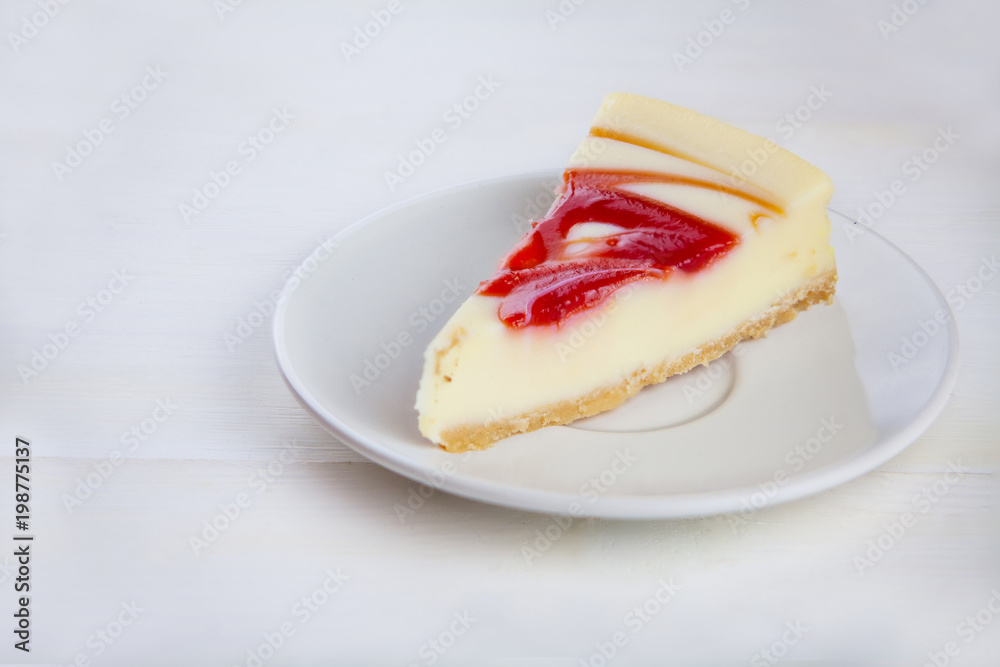delicious cheesecake with strawberries on plate delicious cheesecake with strawberries on plate