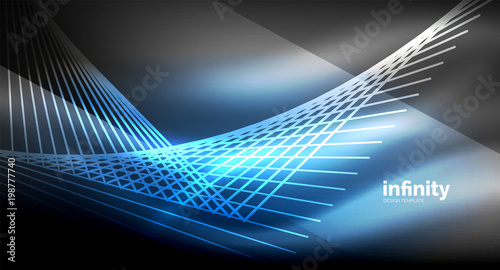 Shiny straight lines on dark background, techno digital modern template
